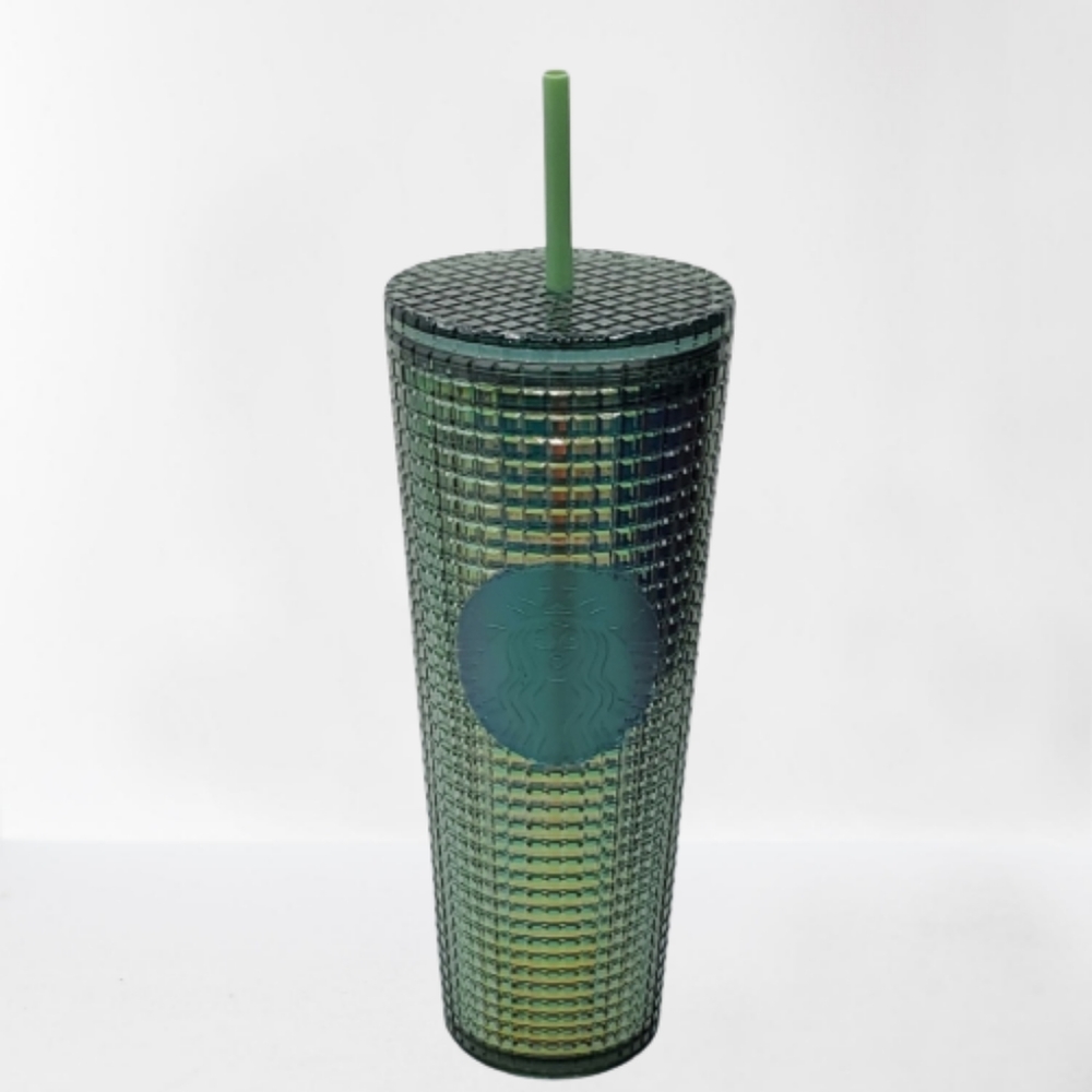 Starbucks Rainforest Grid Iridescent Green Tumbler Venti - NWT